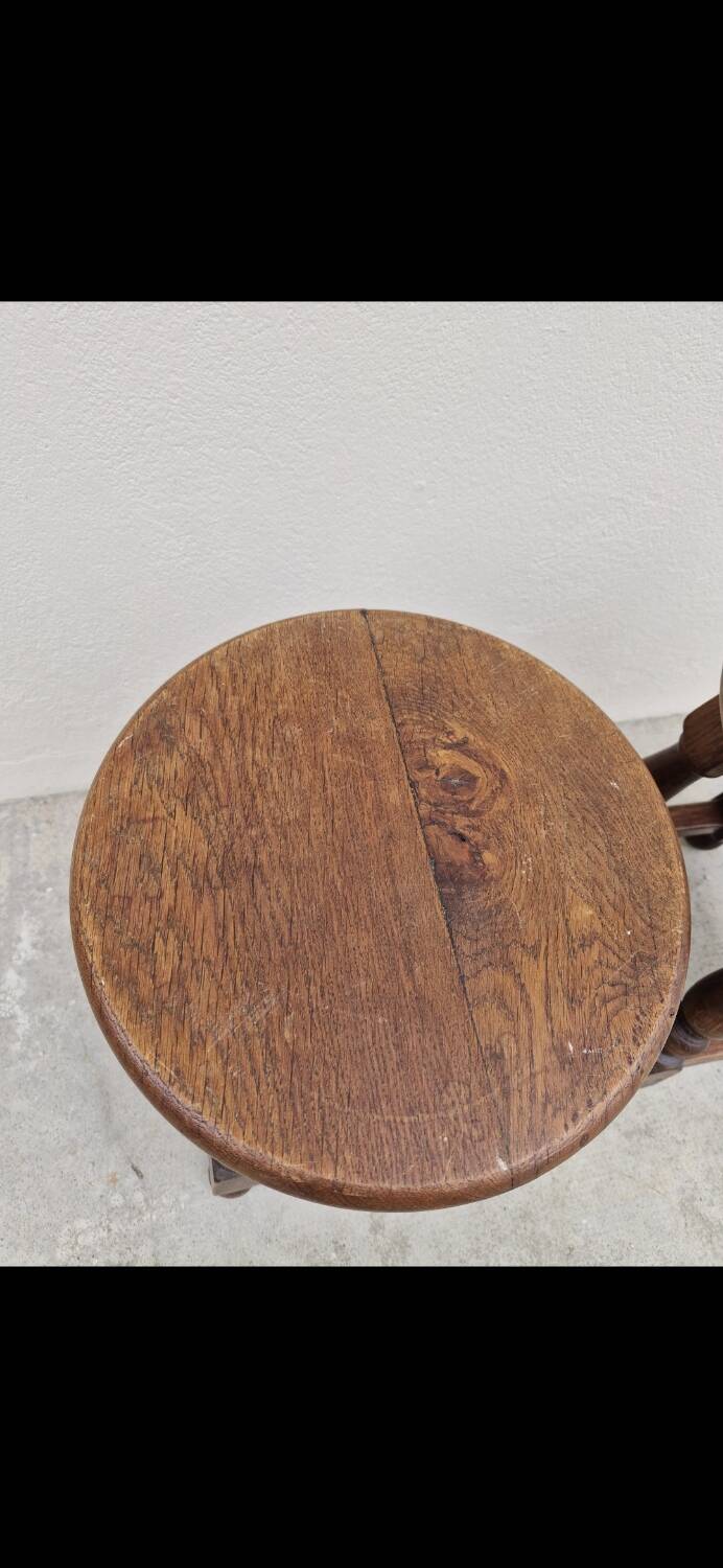 Pair of 19th century solid oak stools