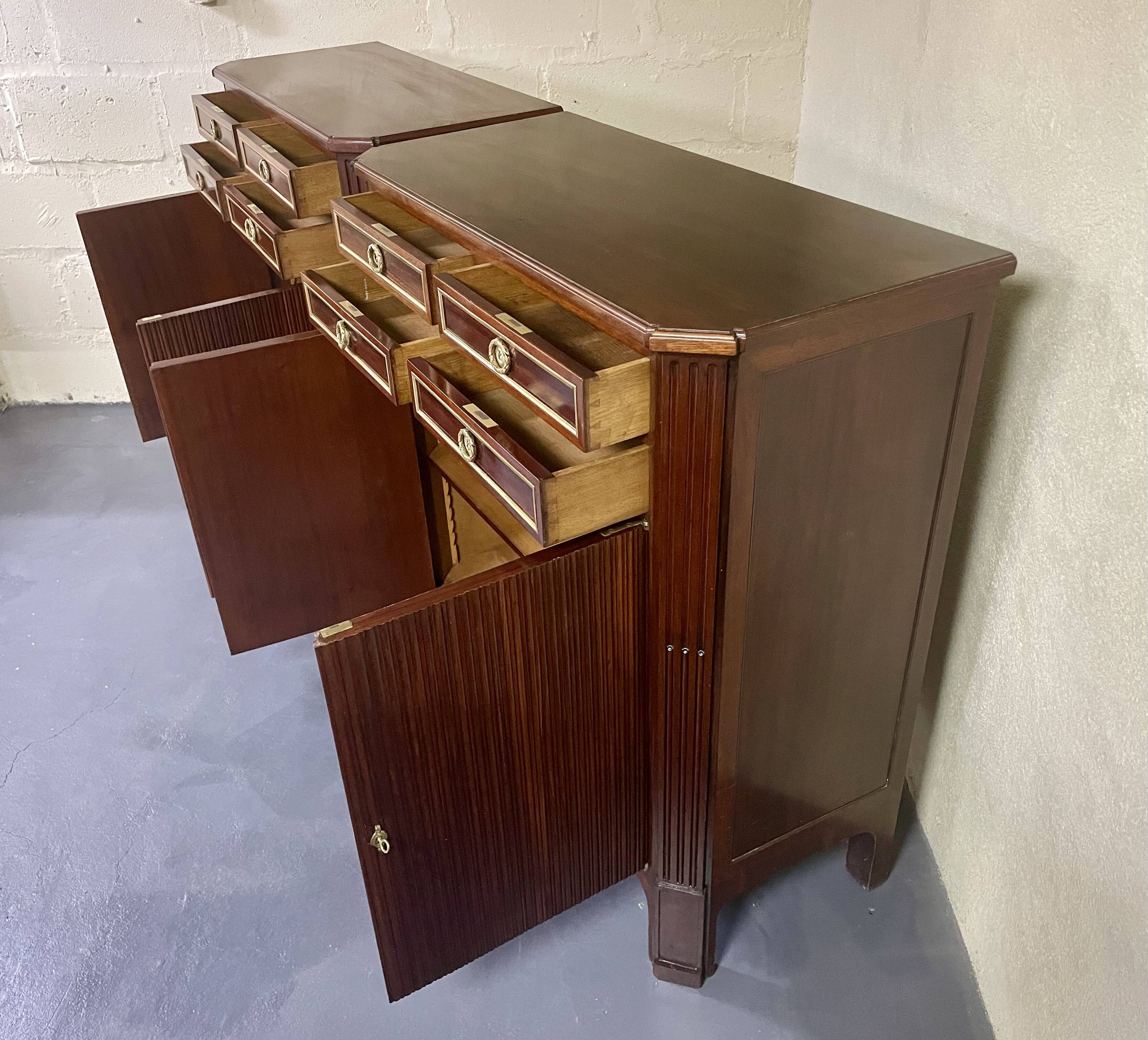 Pair of Louis XVI style mahogany sideboards