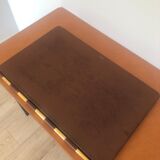 Double brown leather underhand signed Lancel