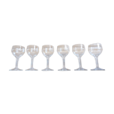 Set of 6 old balloon glasses on legs in hand-blown crystal 20s