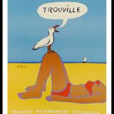 Affiche ancienne Trouville Normandie Savignac 1987