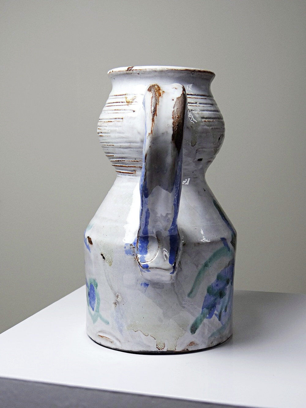 Glazed stoneware pitcher Vallauris 1970s Boris Kasianoff, Albert Thiry, Le Mûrier