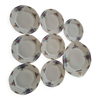 Set of 7 small plates and a dish