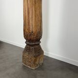 Ancient large carved cedar pillar column from Pakistan, India.