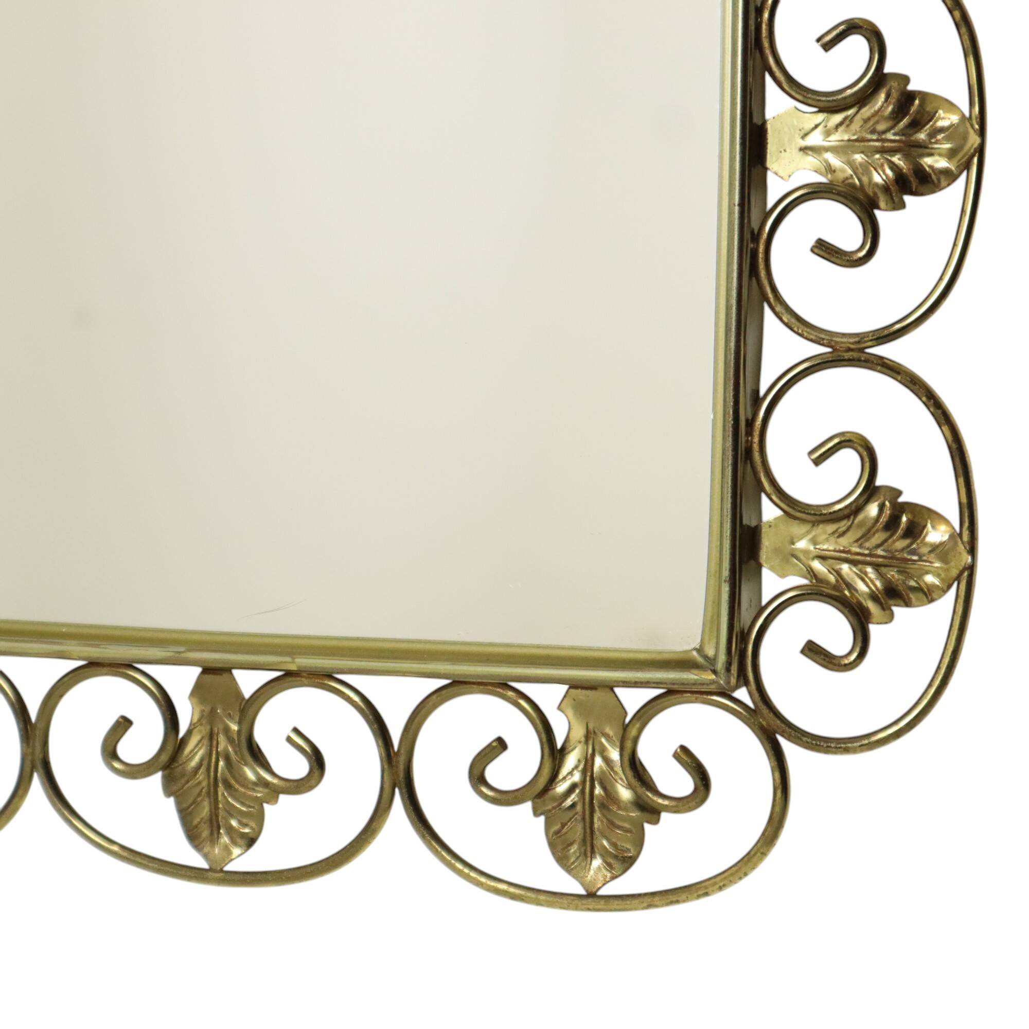Miroir Deknudt Vintage Doré Métal Cuivré Acanthe
