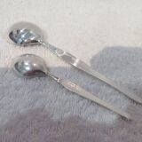 2 Christofle goldsmith mocha and coffee spoons, Duo model, 10 & 13.5cm