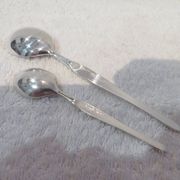 2 Christofle goldsmith mocha and coffee spoons, Duo model, 10 & 13.5cm