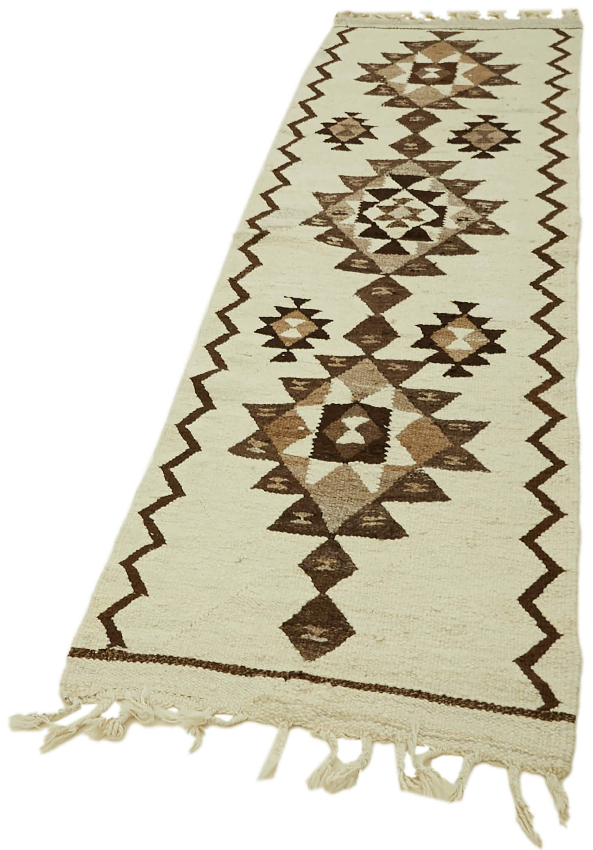 Turkish Handwoven Vintage Herki Kilim 80 cm x 273 cm