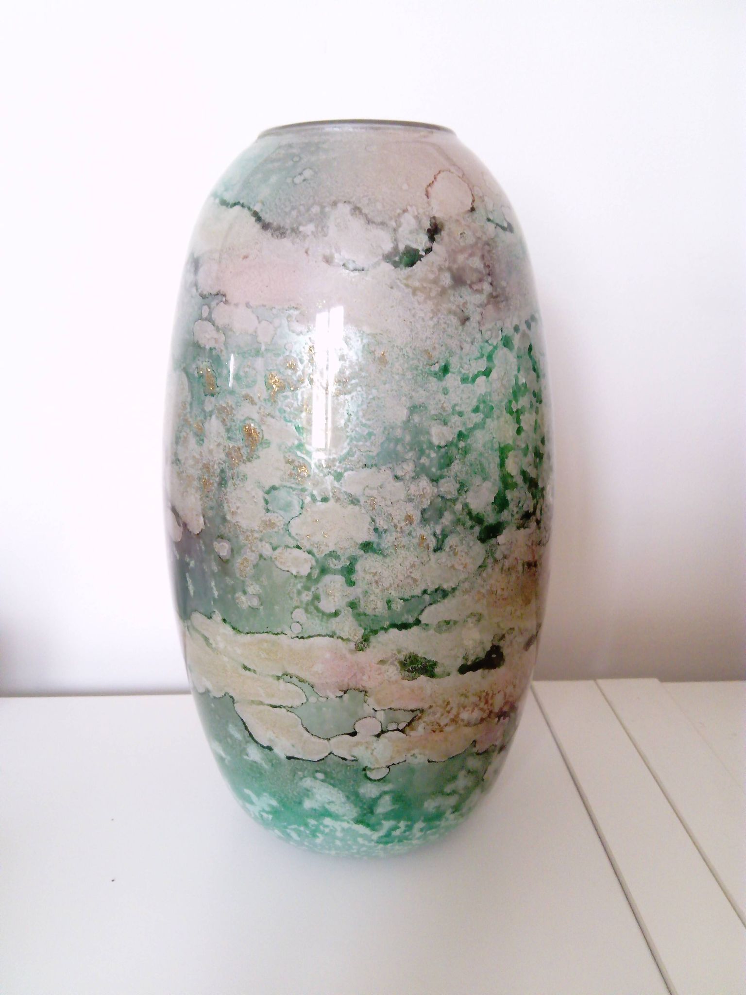Large lacquered glass vase signed Jean-Noêl Bouillet