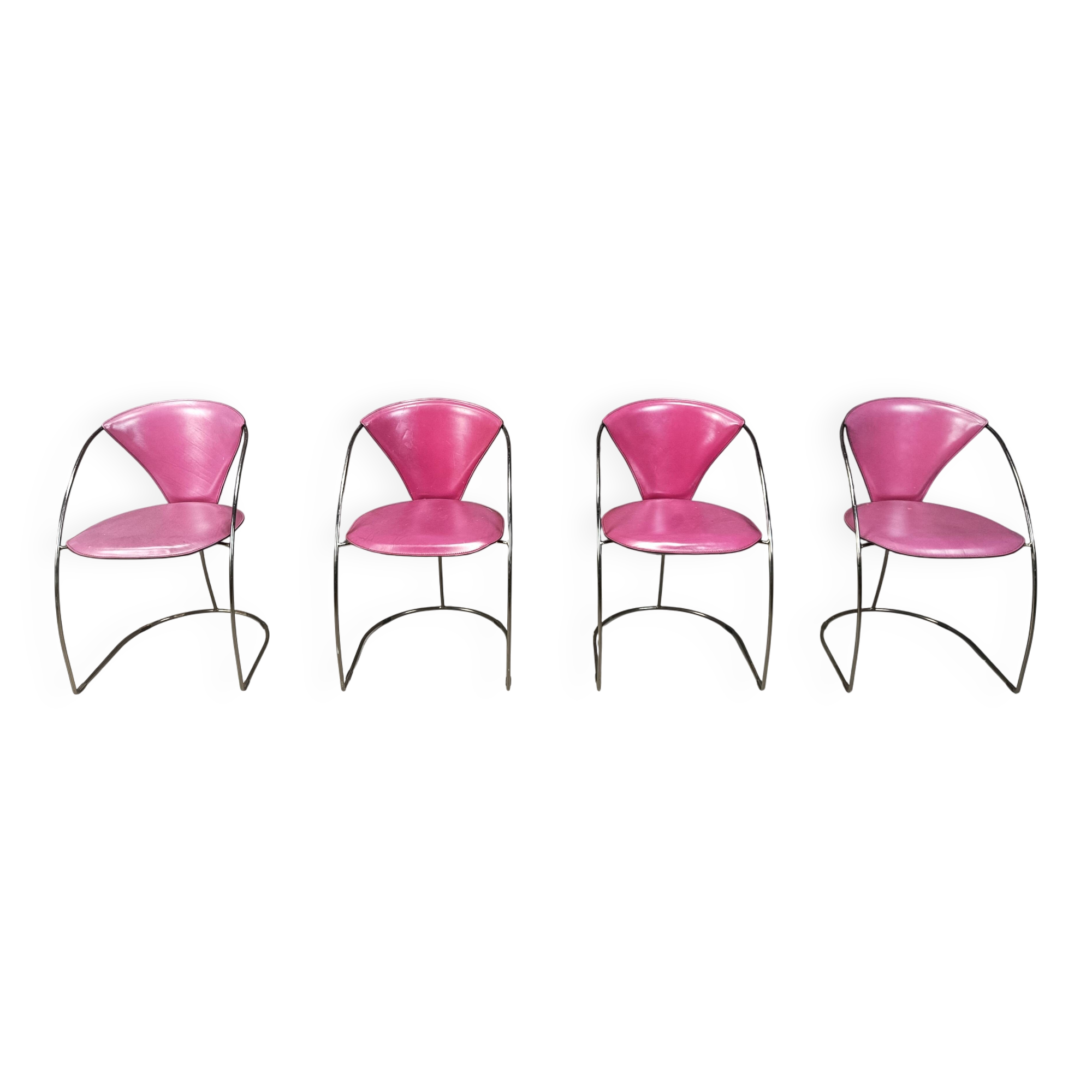 Vintage pink 'linda' dining chairs by Arrben, 1980s - set of 4