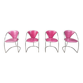 Chaises de salle à manger vintage roses « Linda » par Arrben, années 1980 - lot de 4