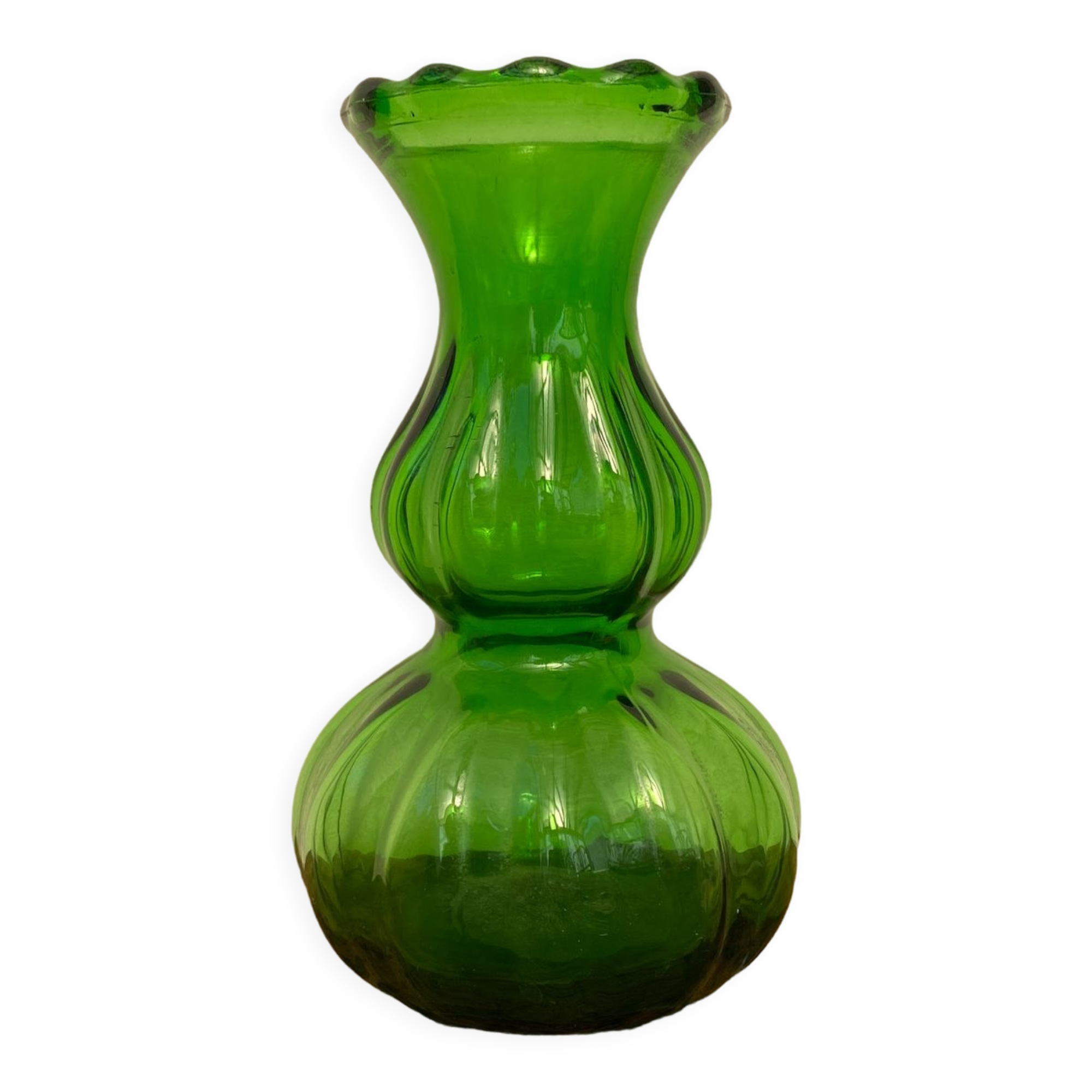 Green glass vase