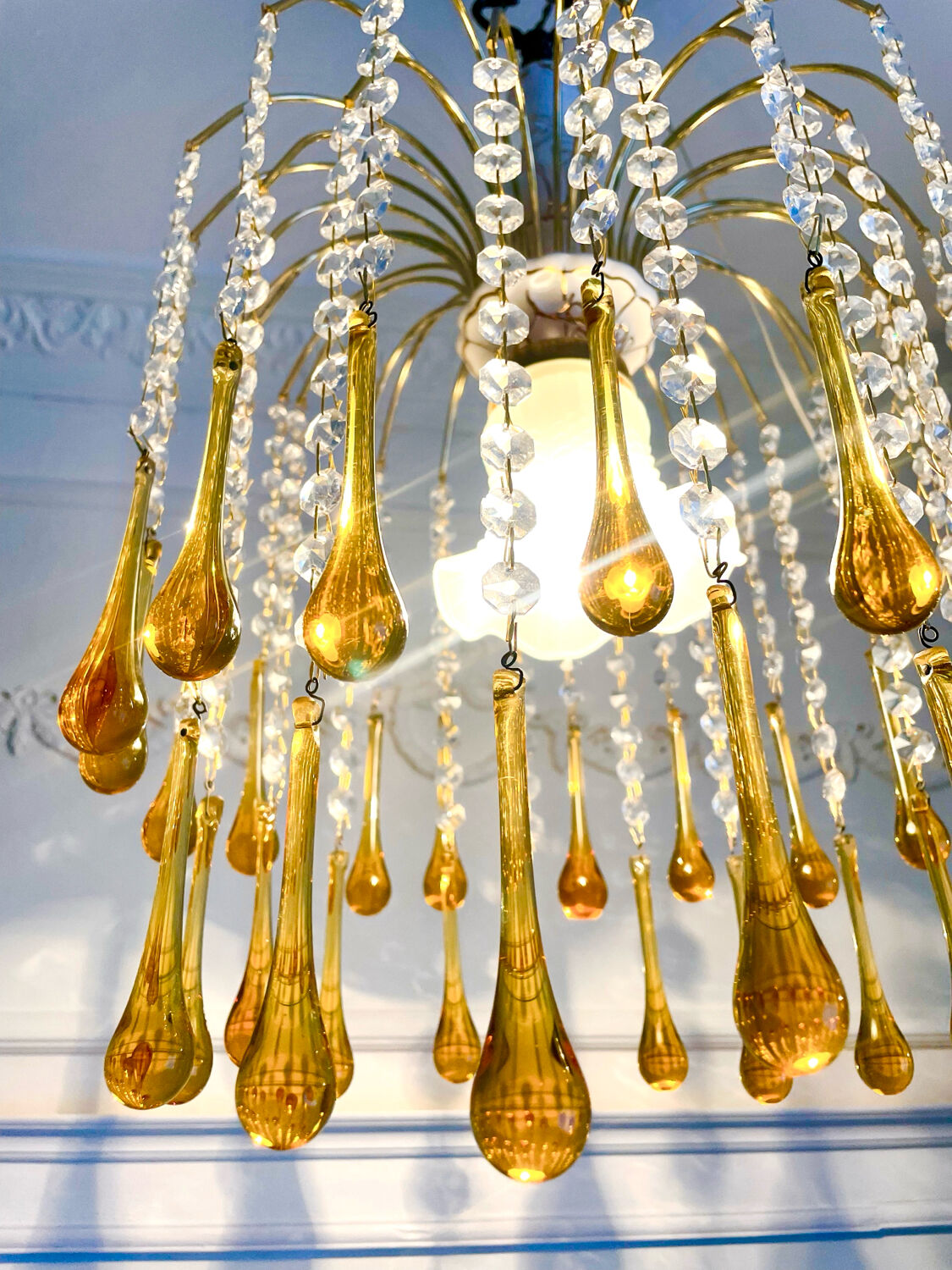 Lustre en verre de Murano ambré – Italie