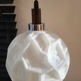 Lampe à suspension vintage, vermoedelijk Peill & Putzler, verre opalin avec relief