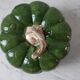 Empty pumpkin green ceramic pocket 60s-70s