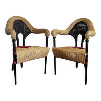 Paire de fauteuils en rotin LIBA par Borek Sipek pour Driade