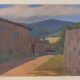 Old painting, Landscape Monts du Lyonnais, signed and dated 1946
