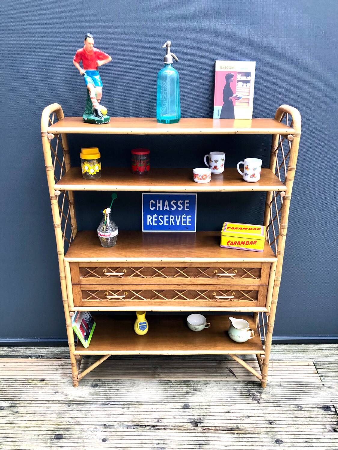 Rattan bookcase shelf