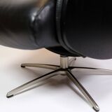 Lounge chair made in black leather & aluminium swivel from 1970s