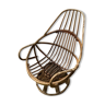 Vintage rattan swivel armchair