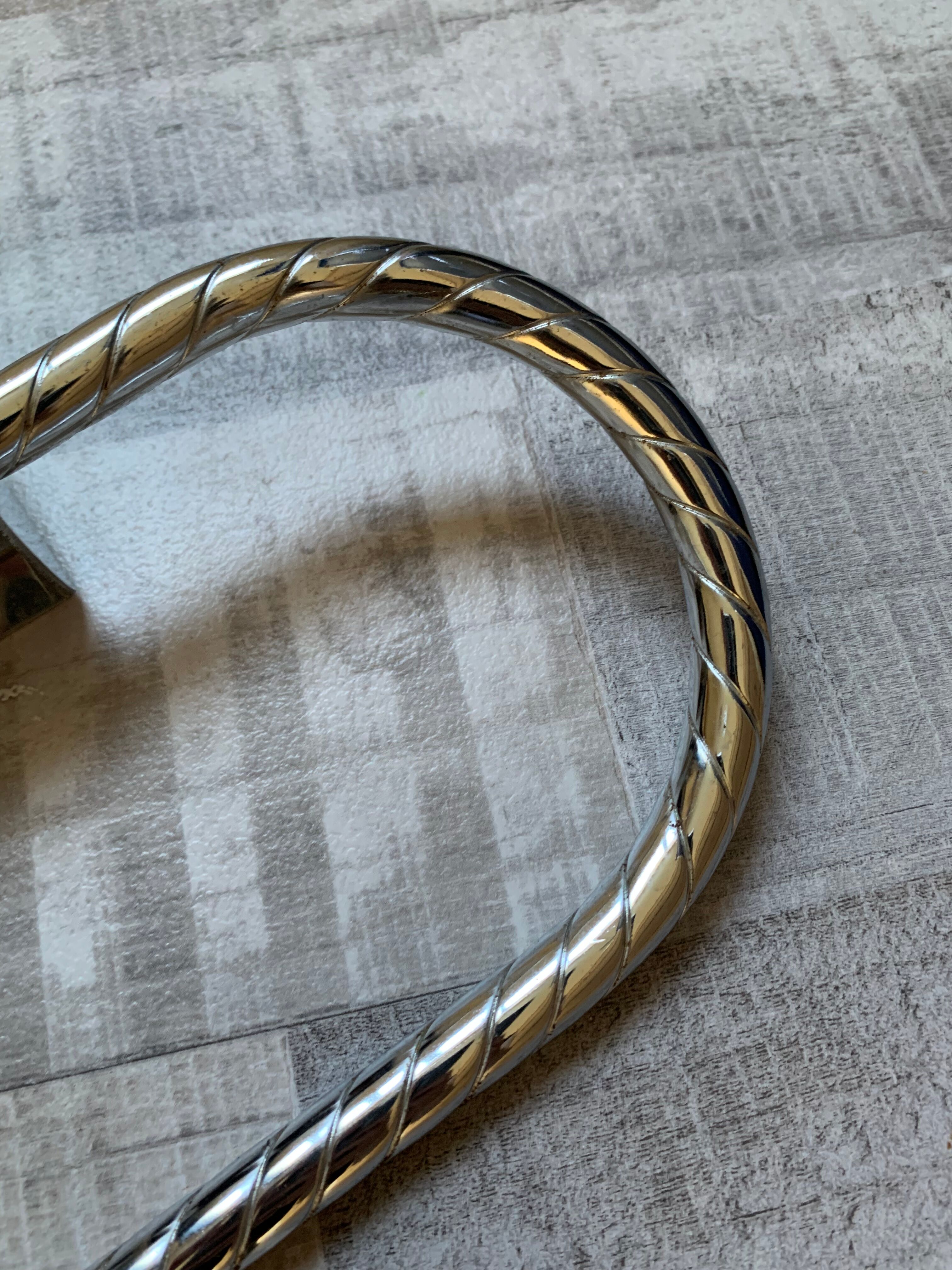 Vintage silver metal towel rack