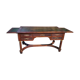 Bureau style empire double face en acajou 5 tiroirs 2 tirettes plateau cuir