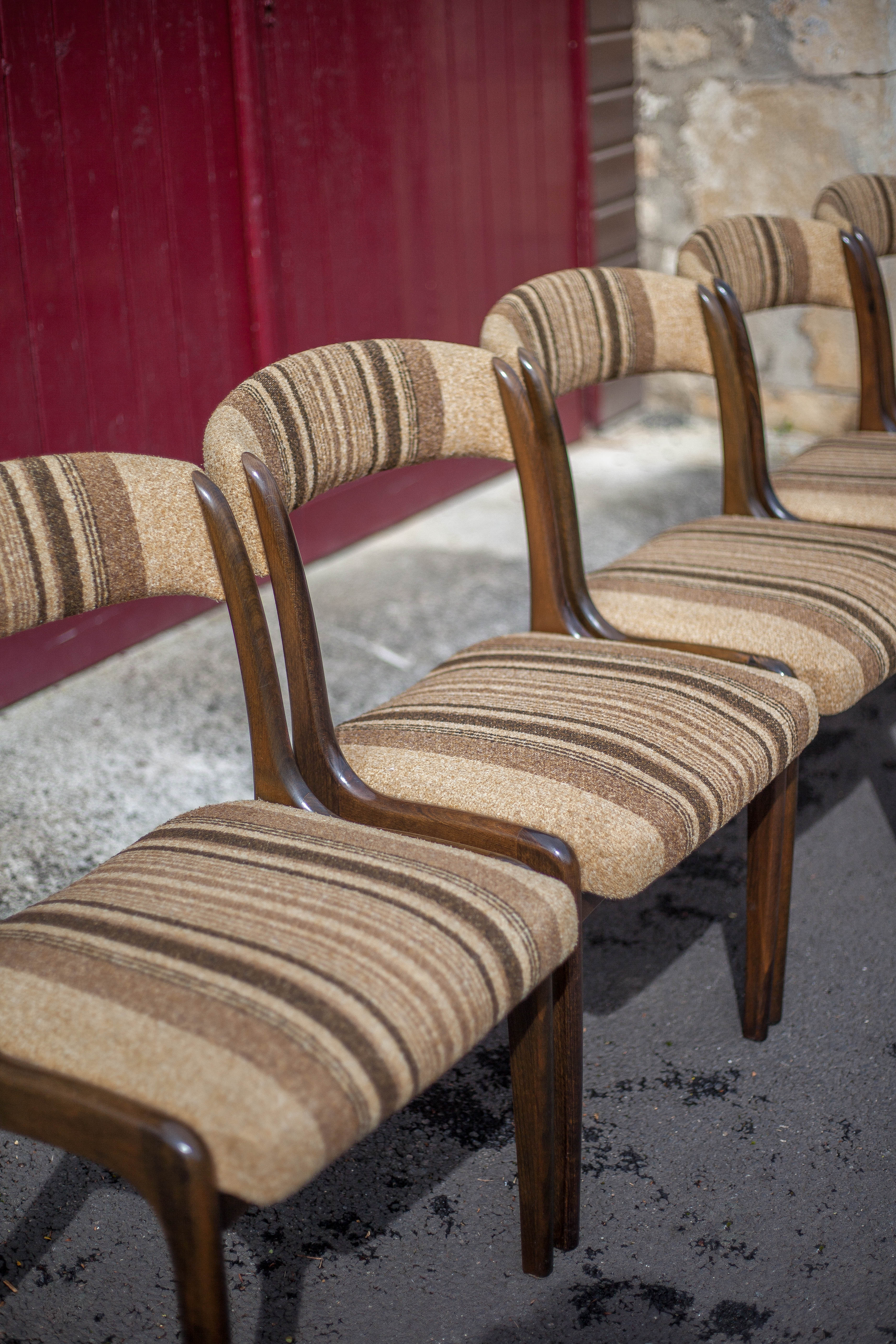 Set of 6 vintage chairs Self n14 solid wood 1960