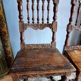 Rare pair of carved chairs, Italian manufacture from the 17th century