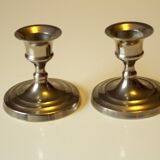 Deux bougeoirs argent plaqué