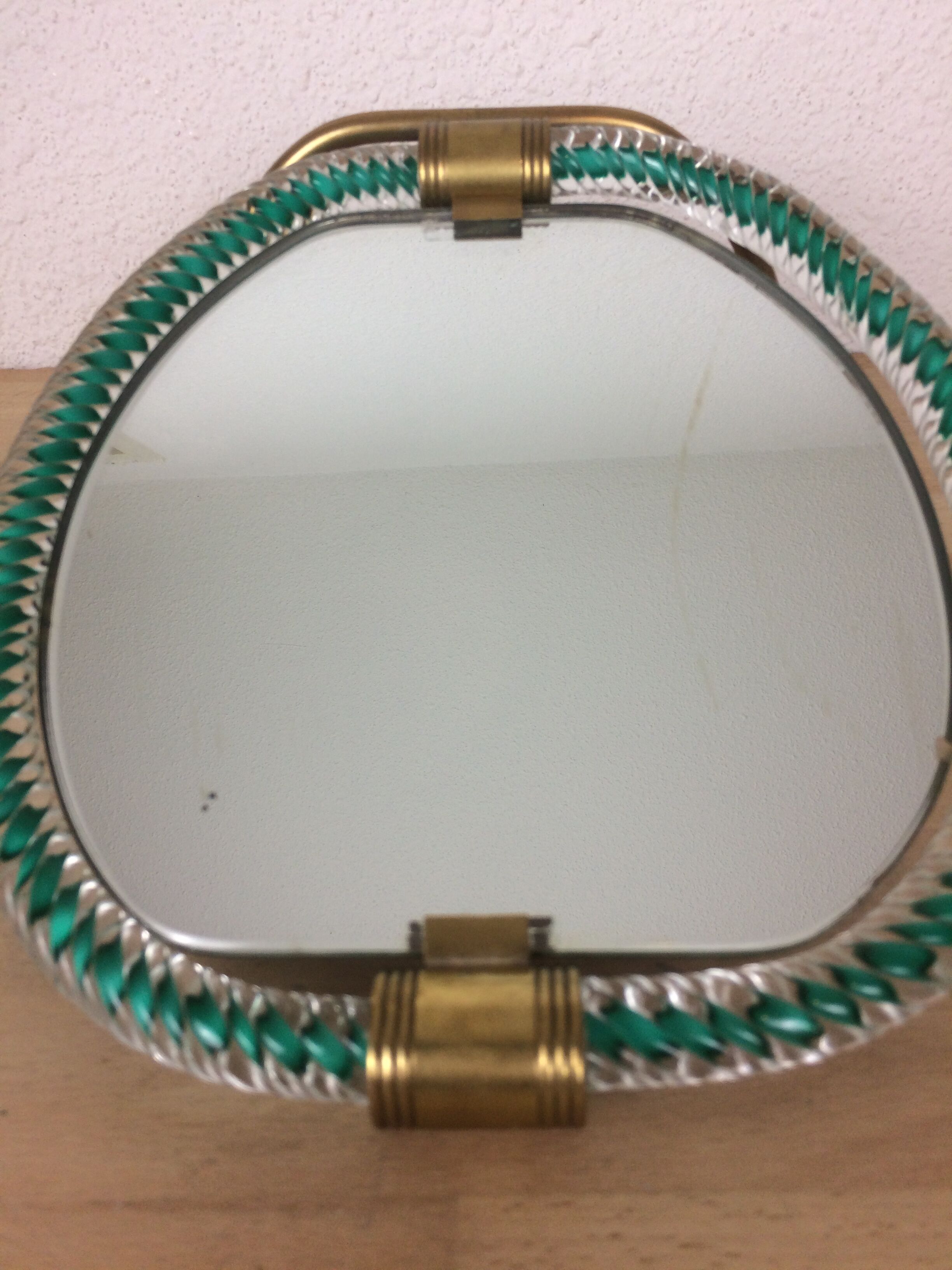 Miroir Barovier & Toso en verre de Murano, Italie - 22x23cm