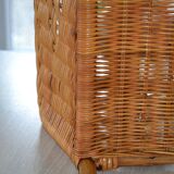 Vintage woven rattan magazine rack
