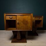 Vintage wooden bedside tables, Italy, 1950s, set of 2.