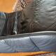 XDark brown leather chaise longue