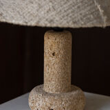 Limestone table lamp with woolen shade, France 1970’s