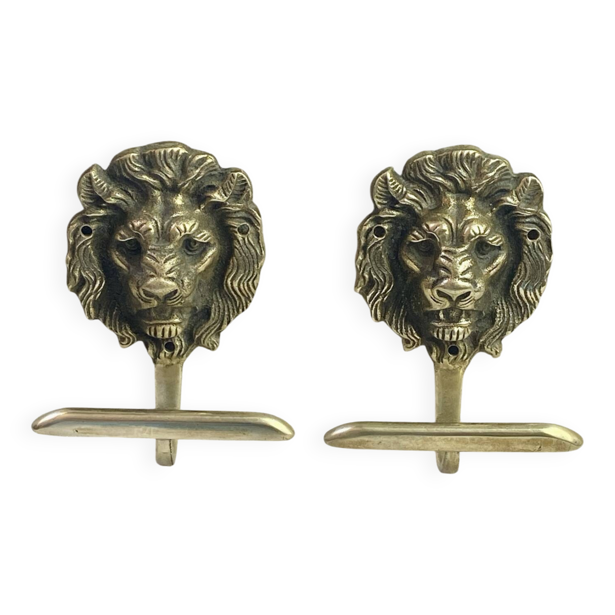 Lion head coat hooks in solid brass, Peerage England