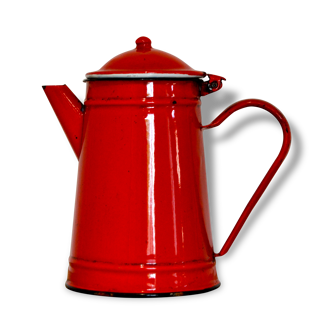 Coffee maker, red enamelled sheet metal, Japy 1960