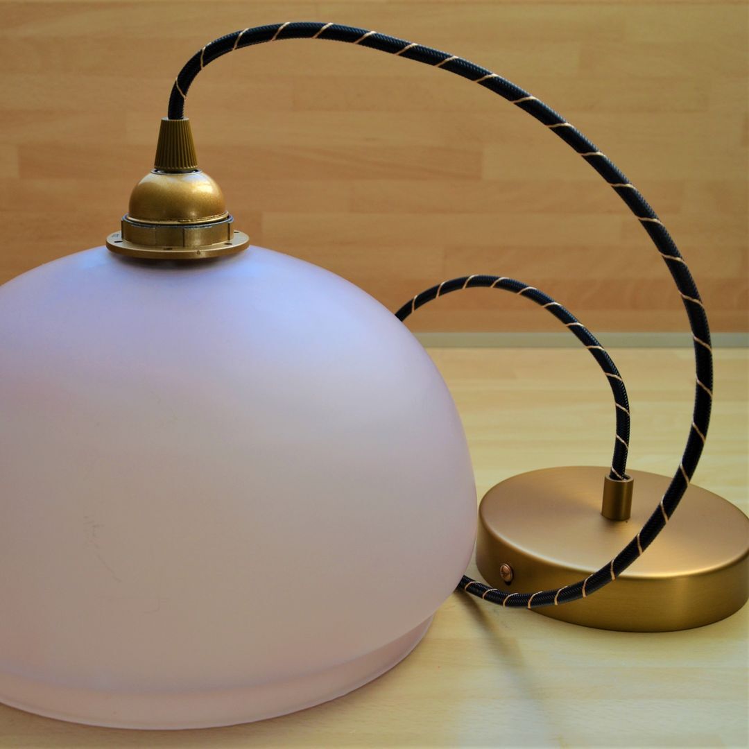 Pink frosted glass globe hanging