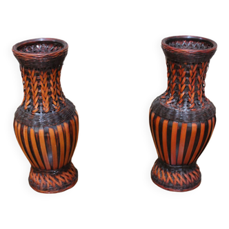 Pair of Shanghai bamboo bamboo vases