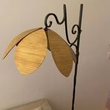 Wrought iron tripod floor lamp & flower lampshade