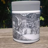 Antique pot in white opaline decorated with apothecary scene