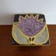 Mithé Espelt jewelry box 1960 - Ceramic and wood peony flower and gold decoration