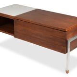 Pair of low chests of drawers in teak and chrome metal. 1960s.