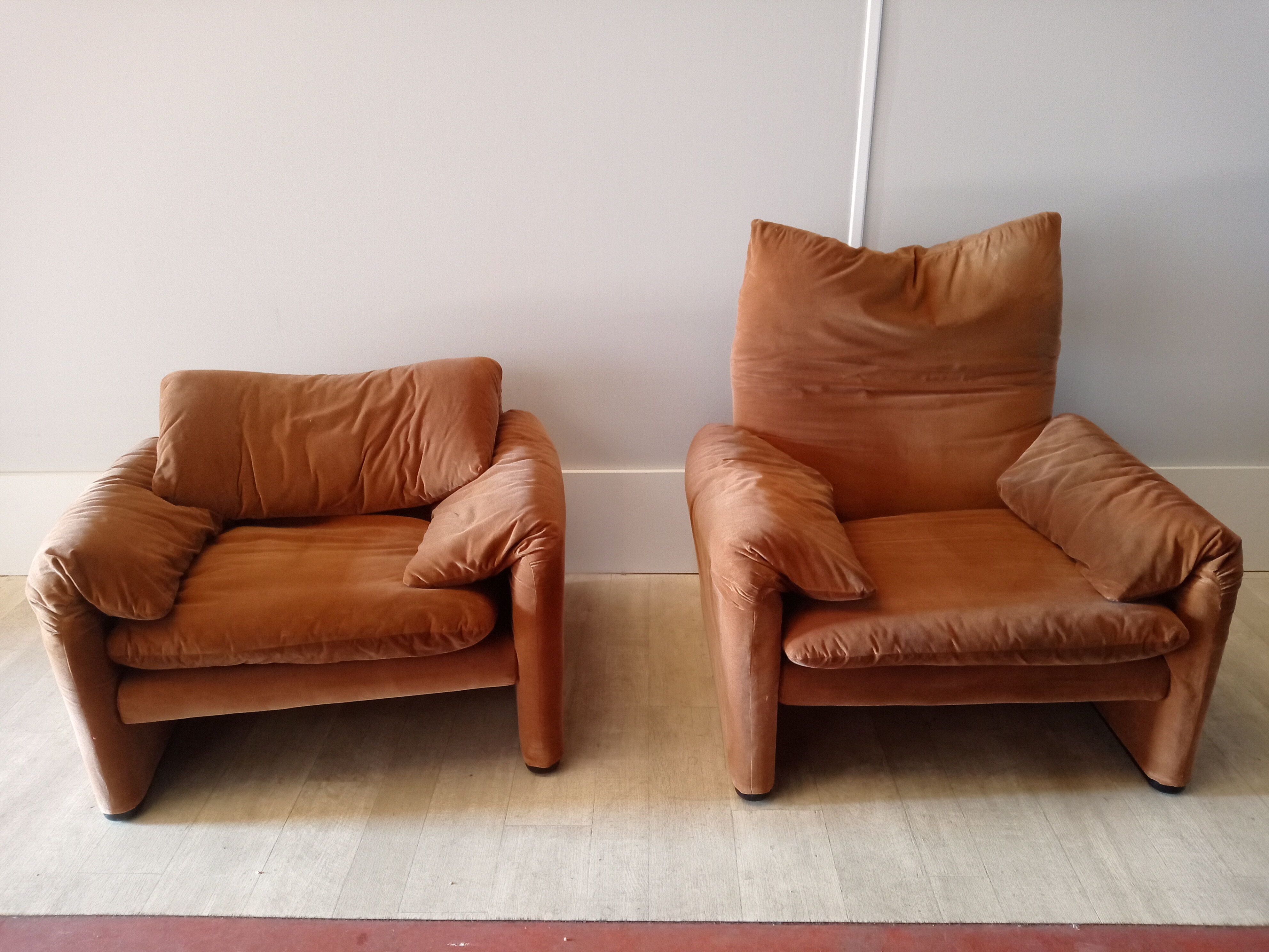 Pair of Maralunga armchairs by Vico Magistretti