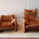 Pair of Maralunga armchairs by Vico Magistretti