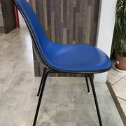 Eames Herman Miller vintage 70s blue vinyl fiberglass chair