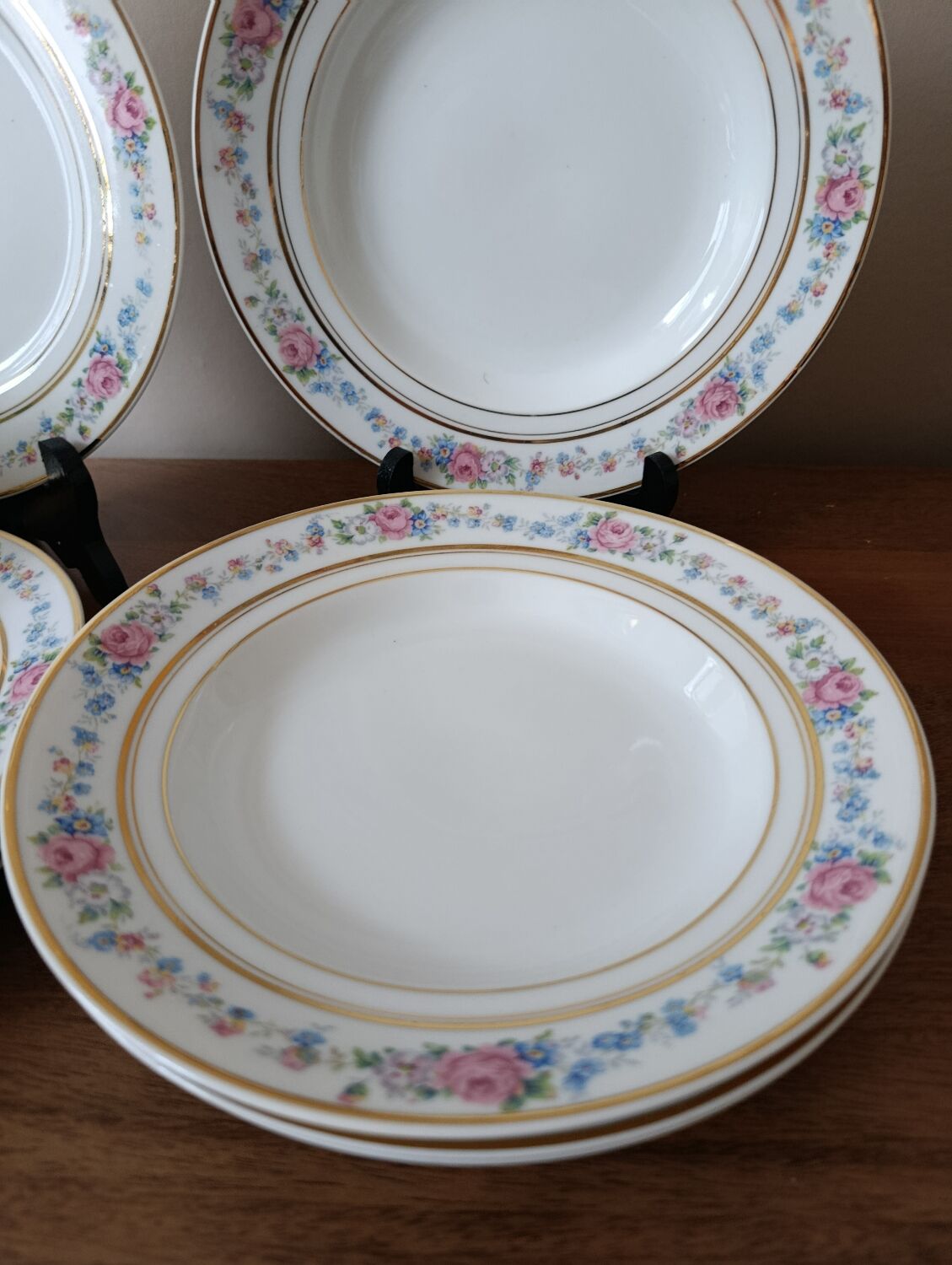Set of 8 floral design plates | D.R.B. Limoges porcelain