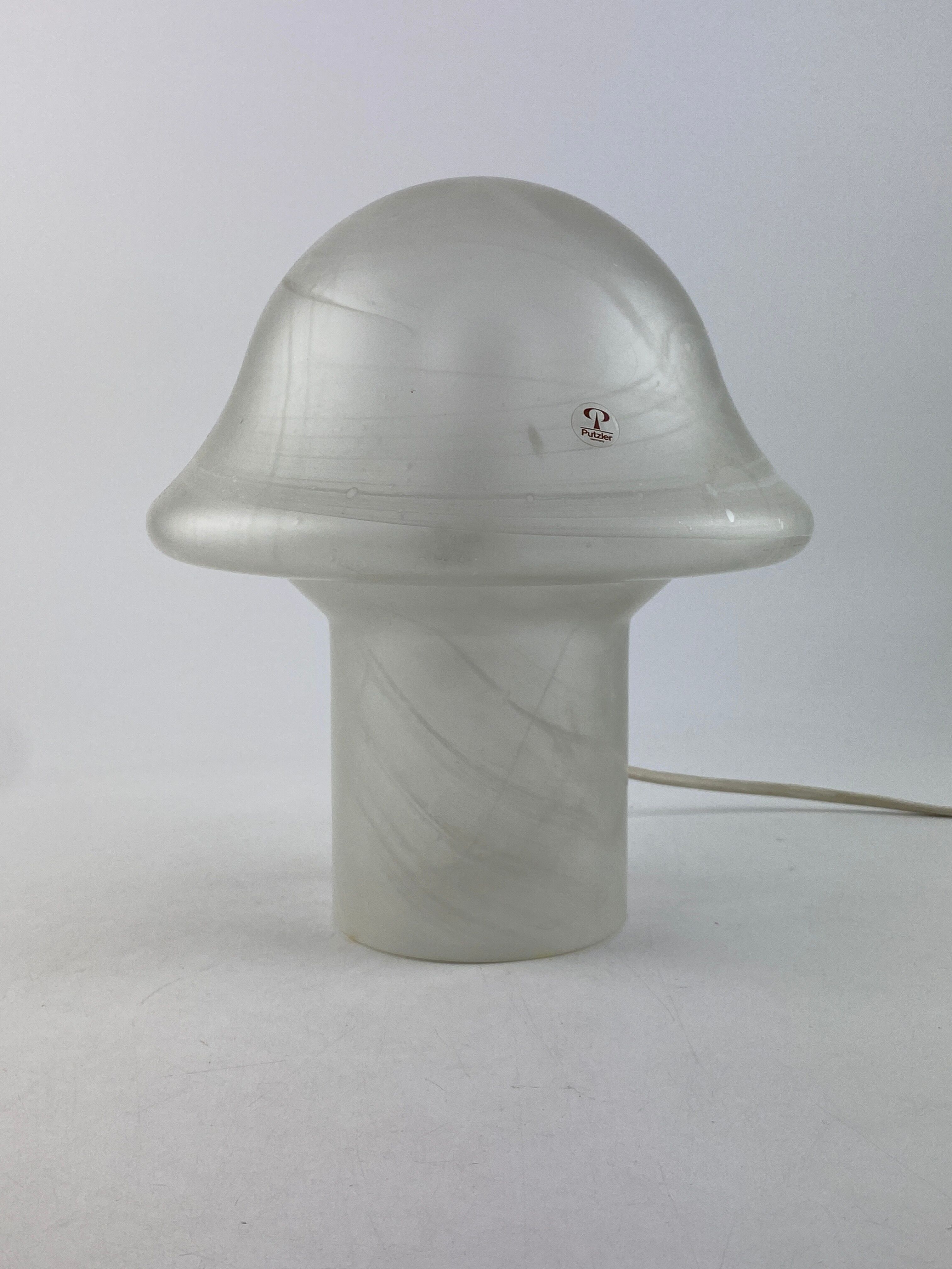 White clear glass peill and putzler mushroom table lamp