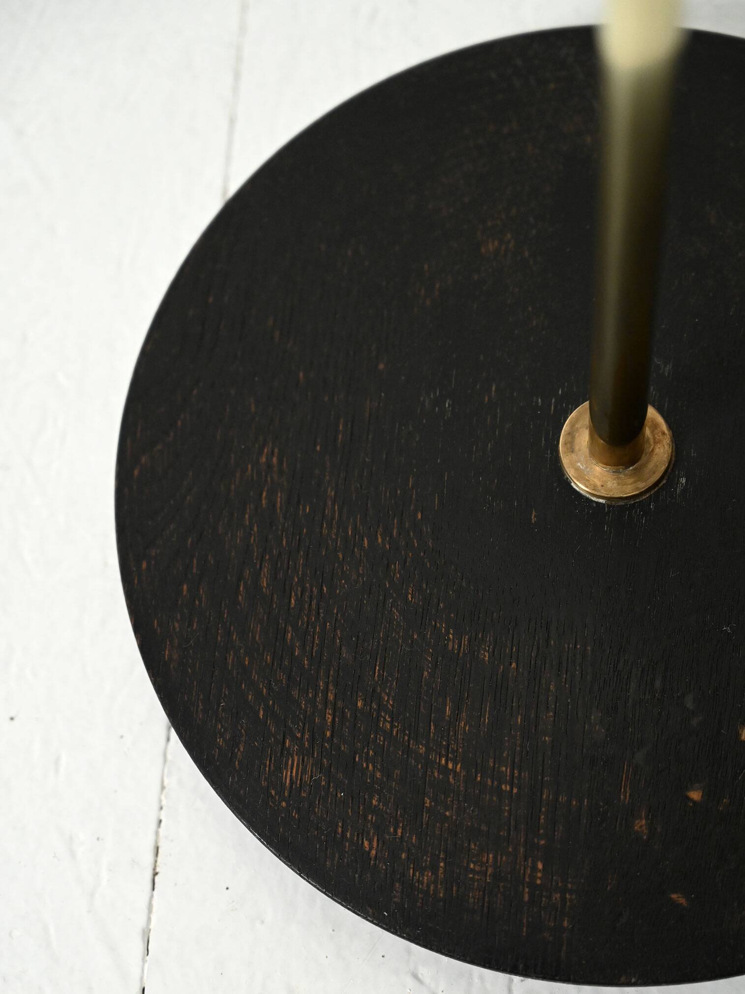 Lampadaire scandinave en laiton et bois noir, années 1950/60