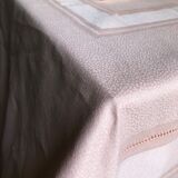 Old damsed tablecloth in linen and silk coral