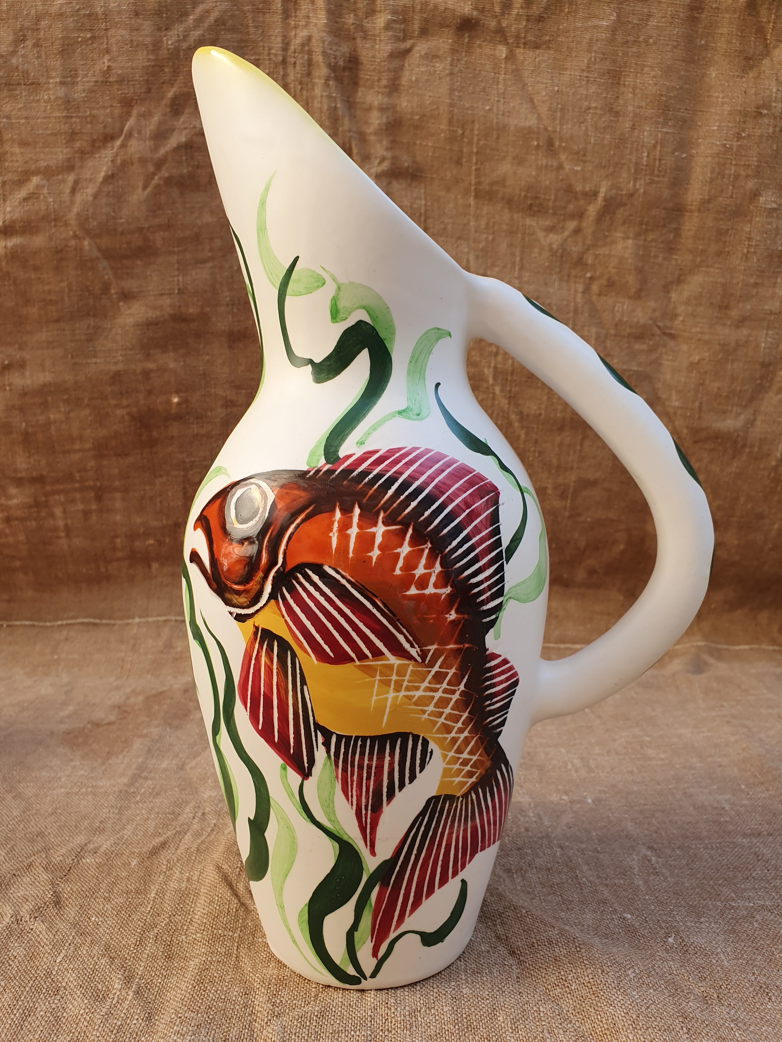 Pitcher and its 4 Vallauris goblets